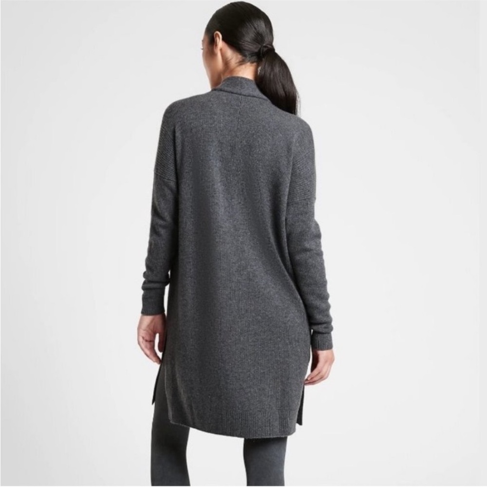 Athleta Spirit Cashmere Wool Cardigan Open Front Long Line in Gray Womens S - Picture 2 of 8
